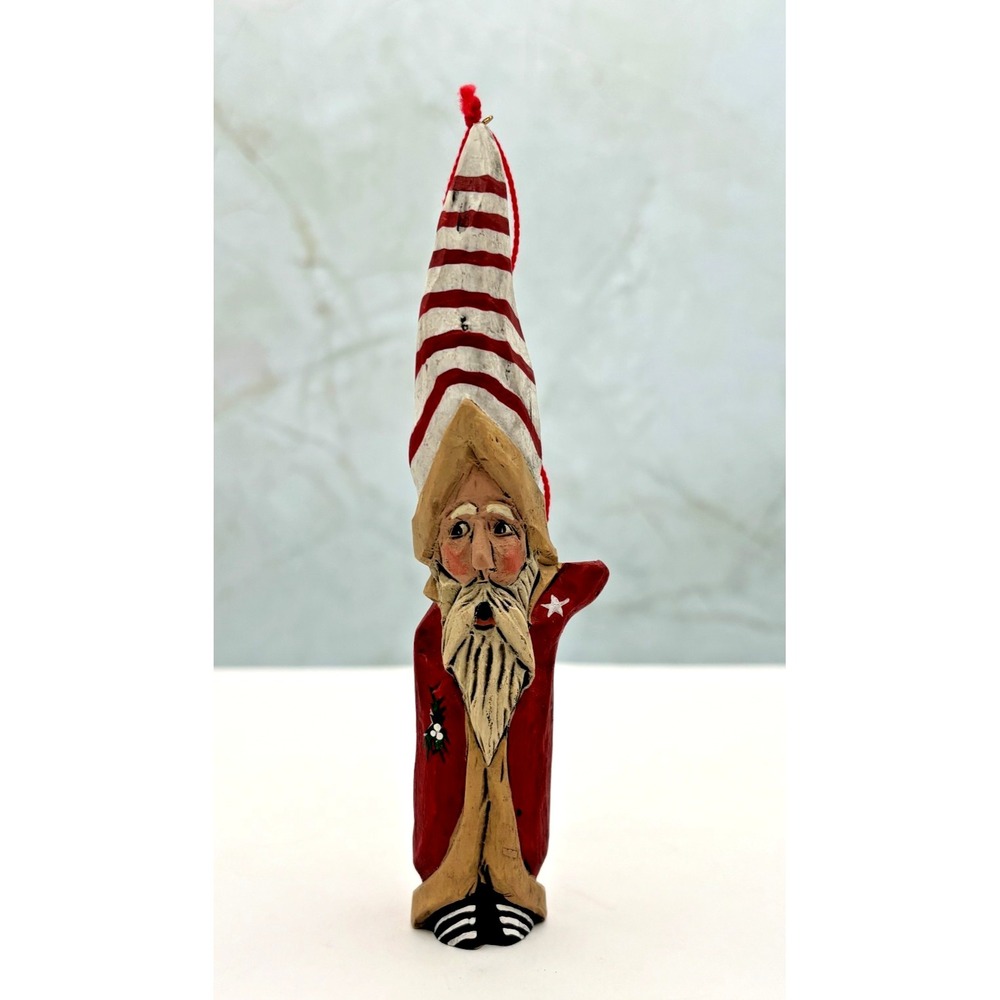 Vintage Limb Folk Primitive Santa‎ Folk Art Figurine Ornament 1990s Resin EUC